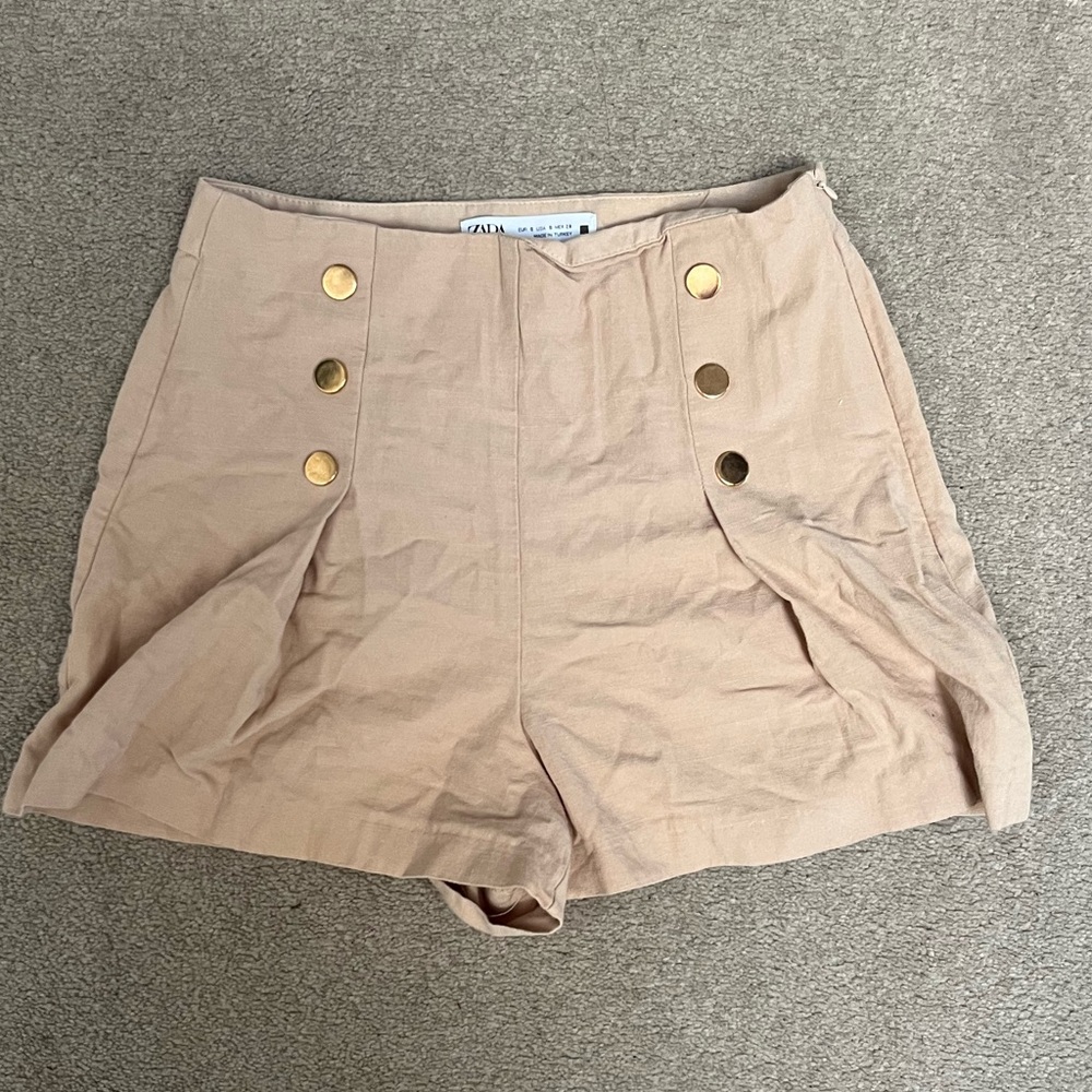 Zara High Waist Linen Short Short